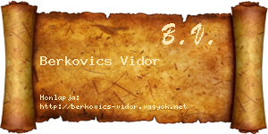 Berkovics Vidor névjegykártya